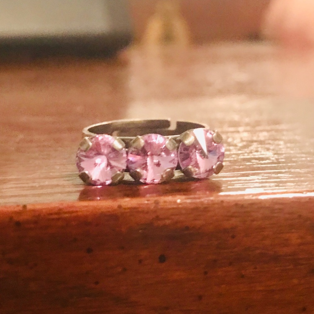 Sabika three stone cuff ring in light pink